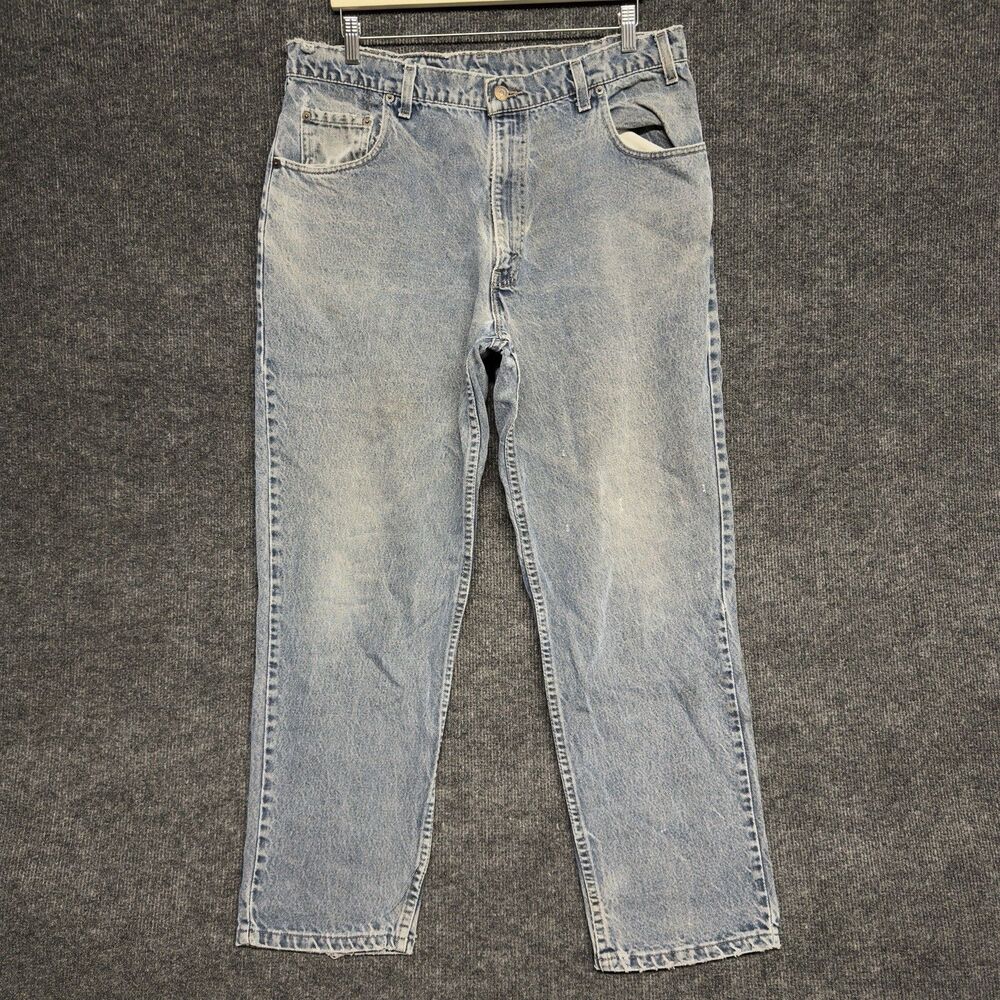 VTG 90s Levis 545 Relaxed Loose Fit Jeans Mens 38x30 Blue USA Made Distressed